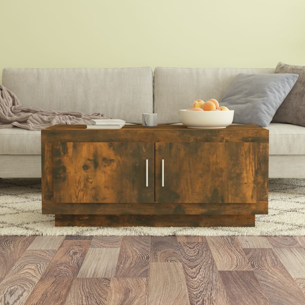 Coffee Table Smoked Oak 102x50x45 cm Engineered Wood