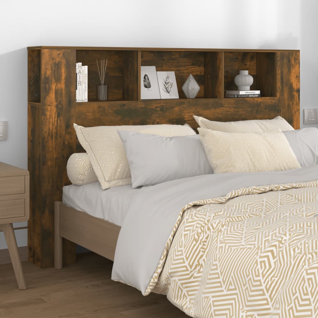 Headboard Cabinet Smoked Oak 160 cm