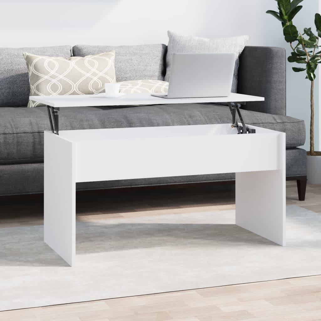 Coffee Table White 102x50.5x52.5 cm Engineered Wood