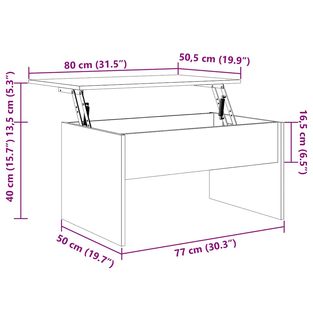 Coffee Table White 80x50.5x41.5 cm Engineered Wood
