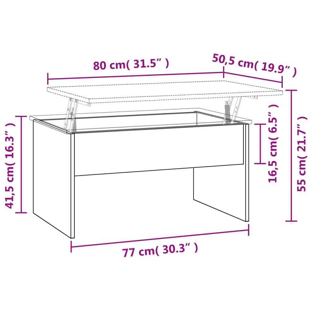 Coffee Table White 80x50.5x41.5 cm Engineered Wood