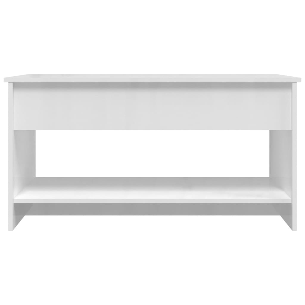 Coffee Table High Gloss White 102x50x52.5 cm Engineered Wood