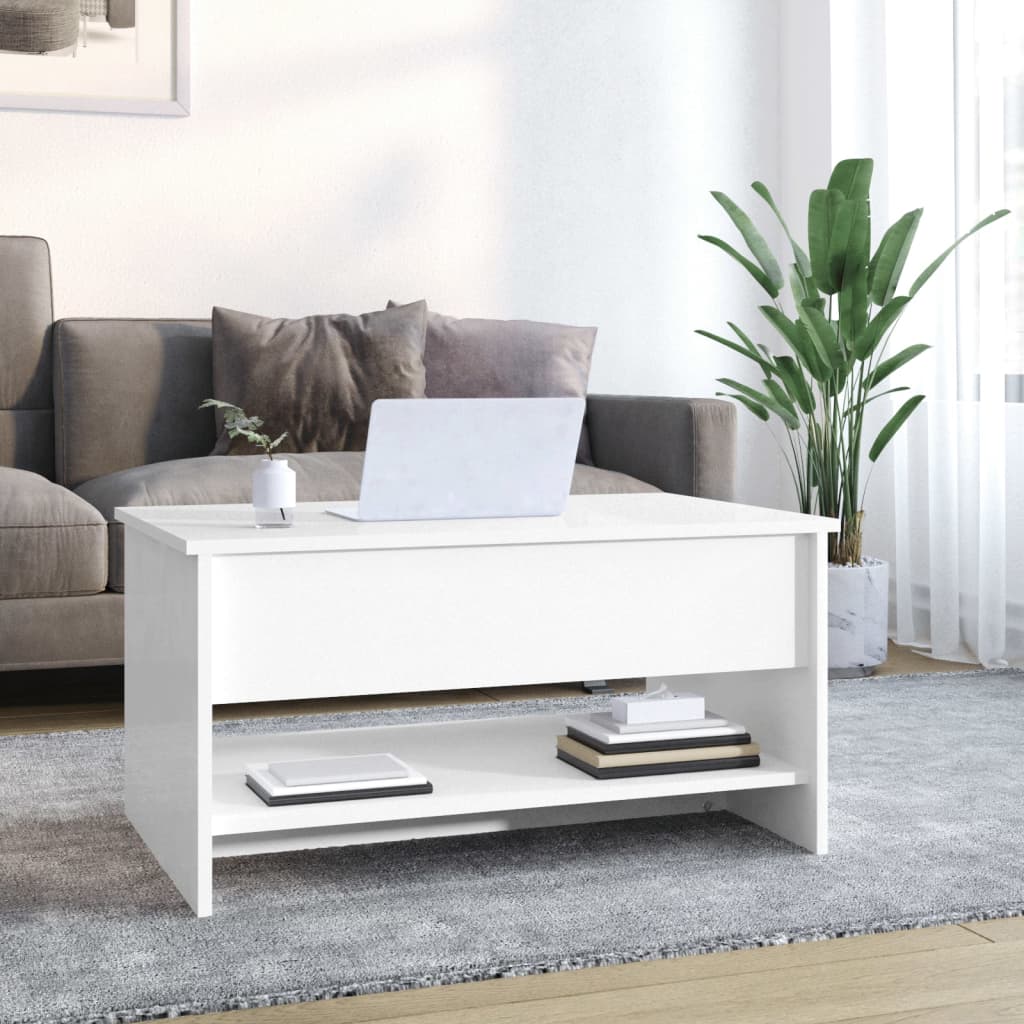 Coffee Table High Gloss White 80x50x40 cm Engineered Wood