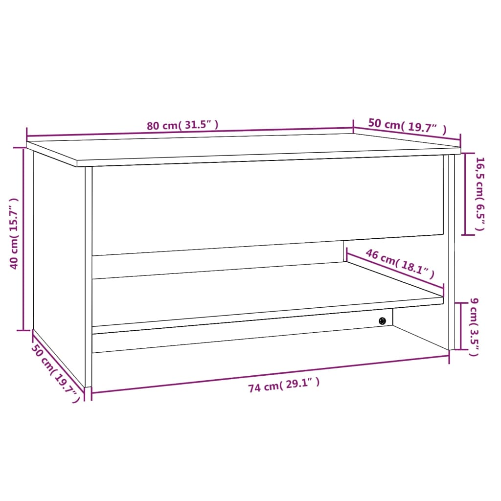 Coffee Table High Gloss White 80x50x40 cm Engineered Wood