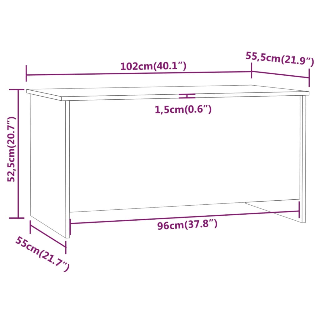 Coffee Table Black 102x55.5x52.5 cm Engineered Wood