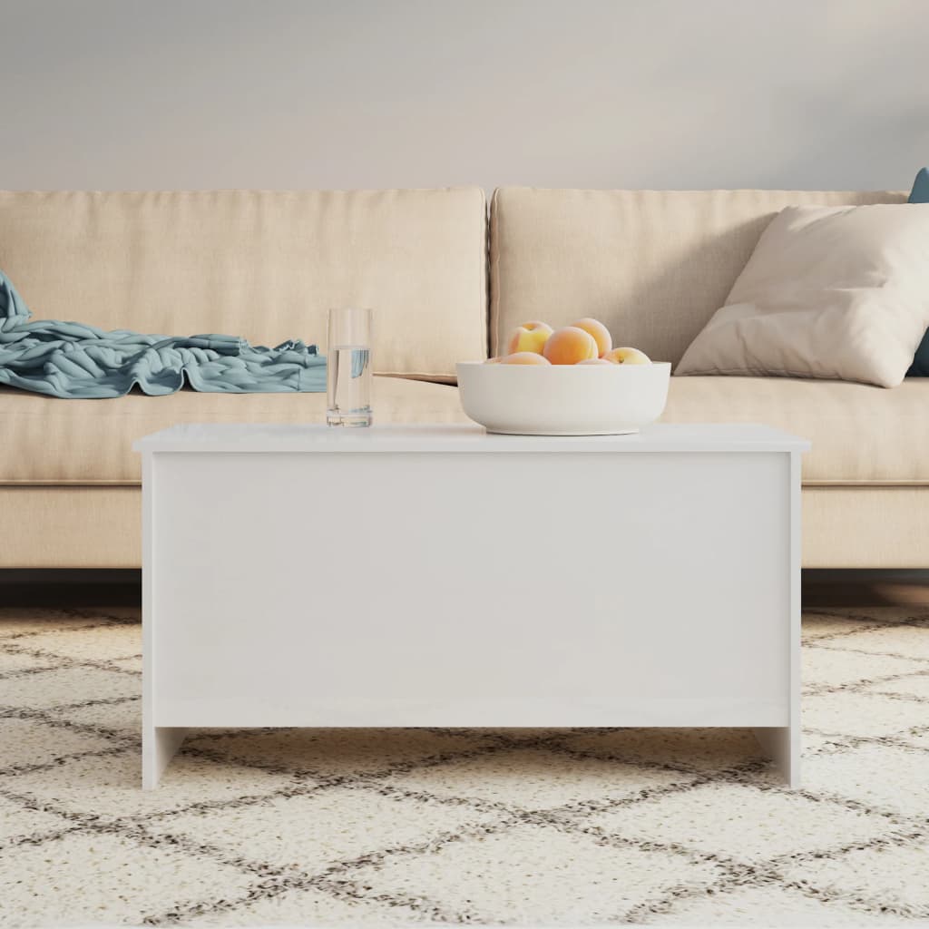 Coffee Table High Gloss White 102x55.5x52.5 cm Engineered Wood