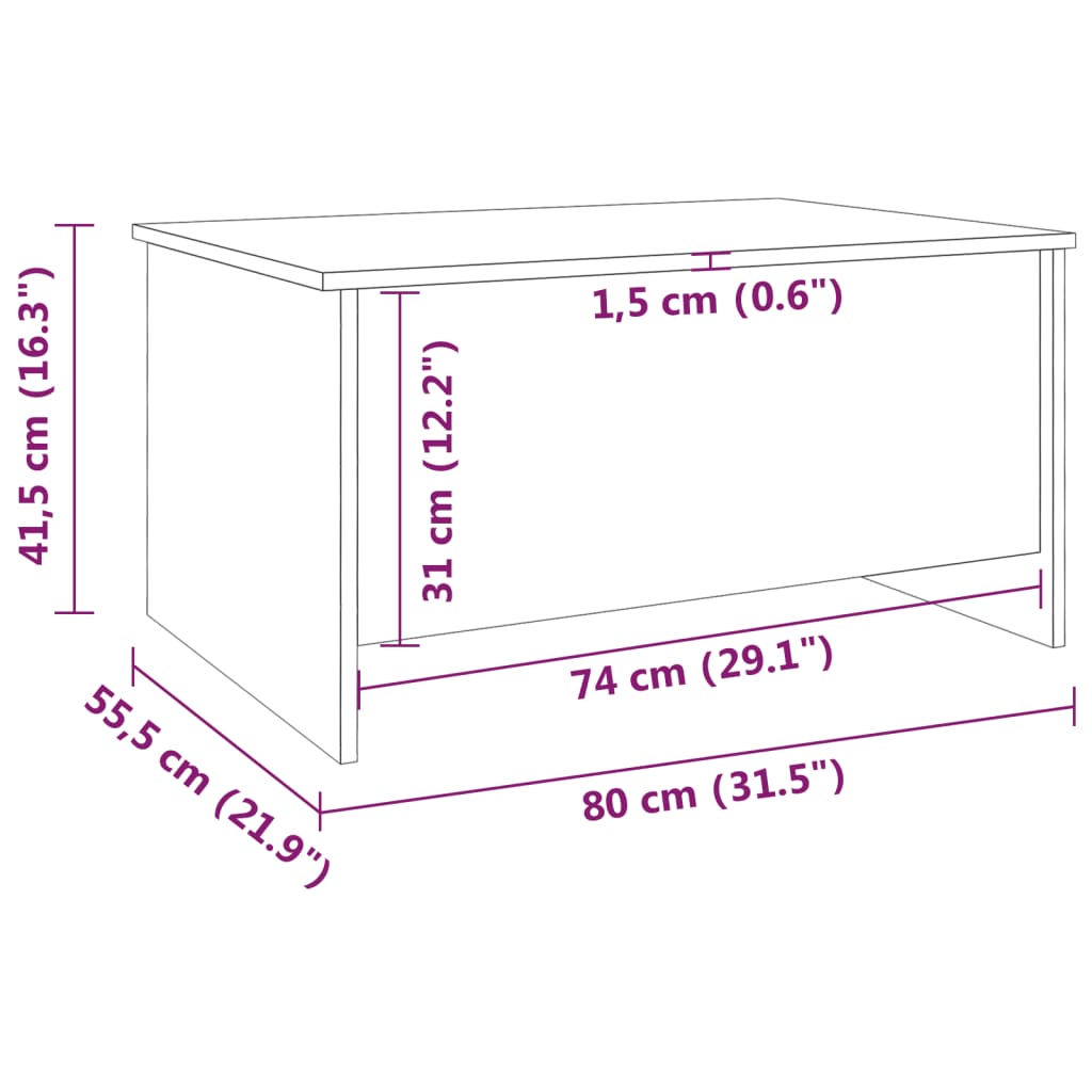 Coffee Table High Gloss White 80x55.5x41.5 cm Engineered Wood