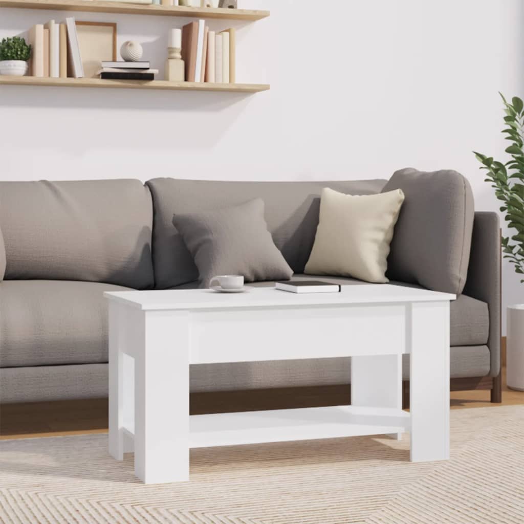 Coffee Table White 101x49x52 cm Engineered Wood