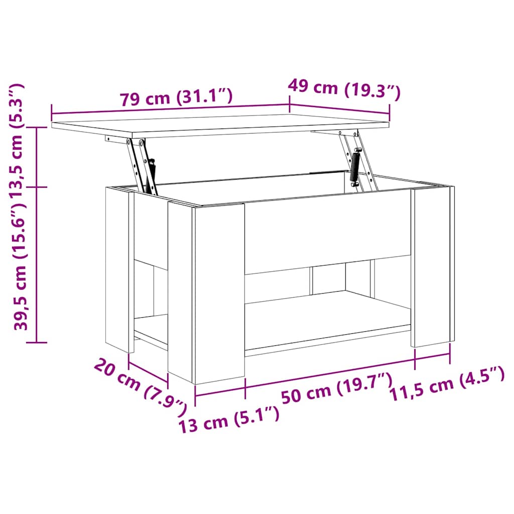 Coffee Table Black 79x49x41 cm Engineered Wood