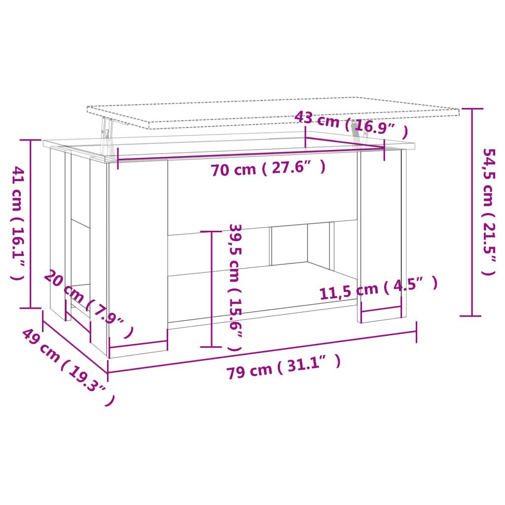 Coffee Table High Gloss White 79x49x41 cm Engineered Wood