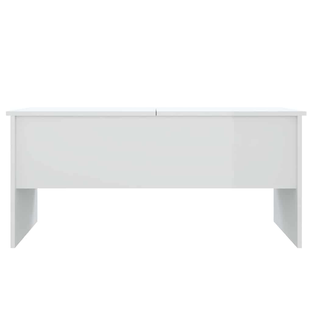 Coffee Table High Gloss White 102x50.5x46.5 cm Engineered Wood