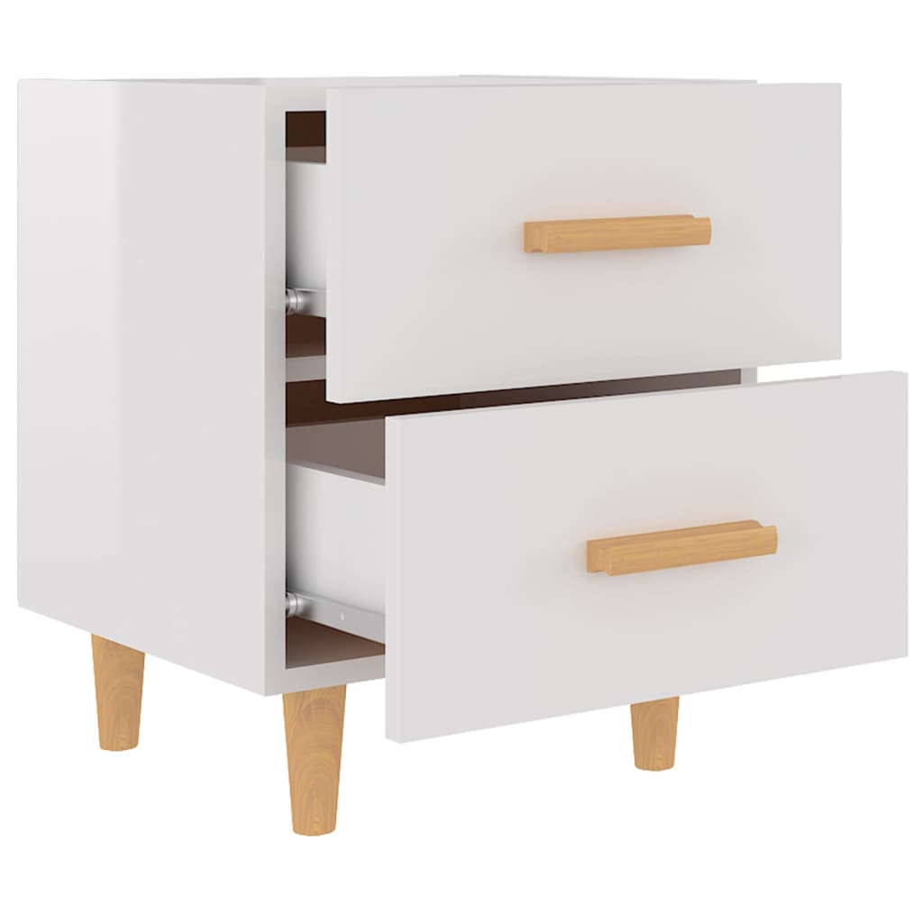 Bed Cabinets 2 pcs High Gloss White 40x35x47.5 cm