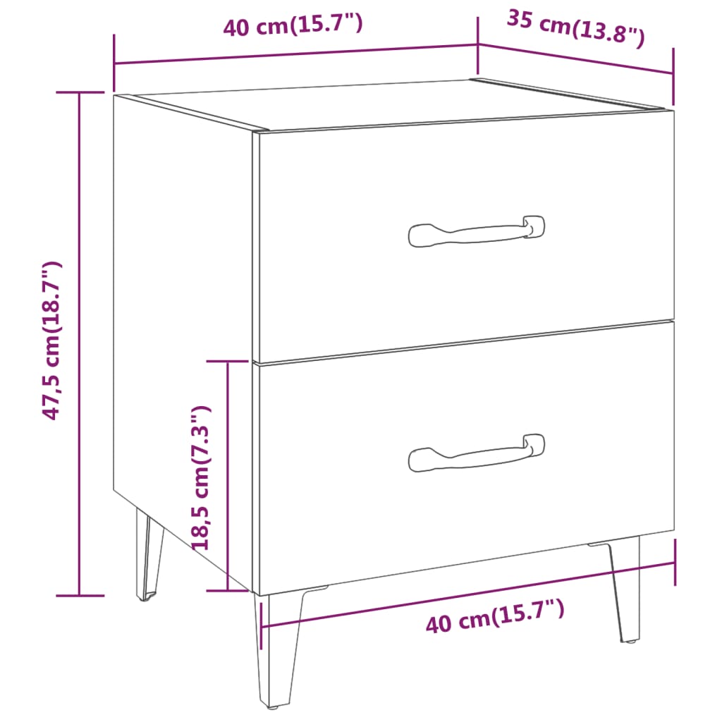 Bedside Cabinets 2pcs White 40x35x47.5 cm