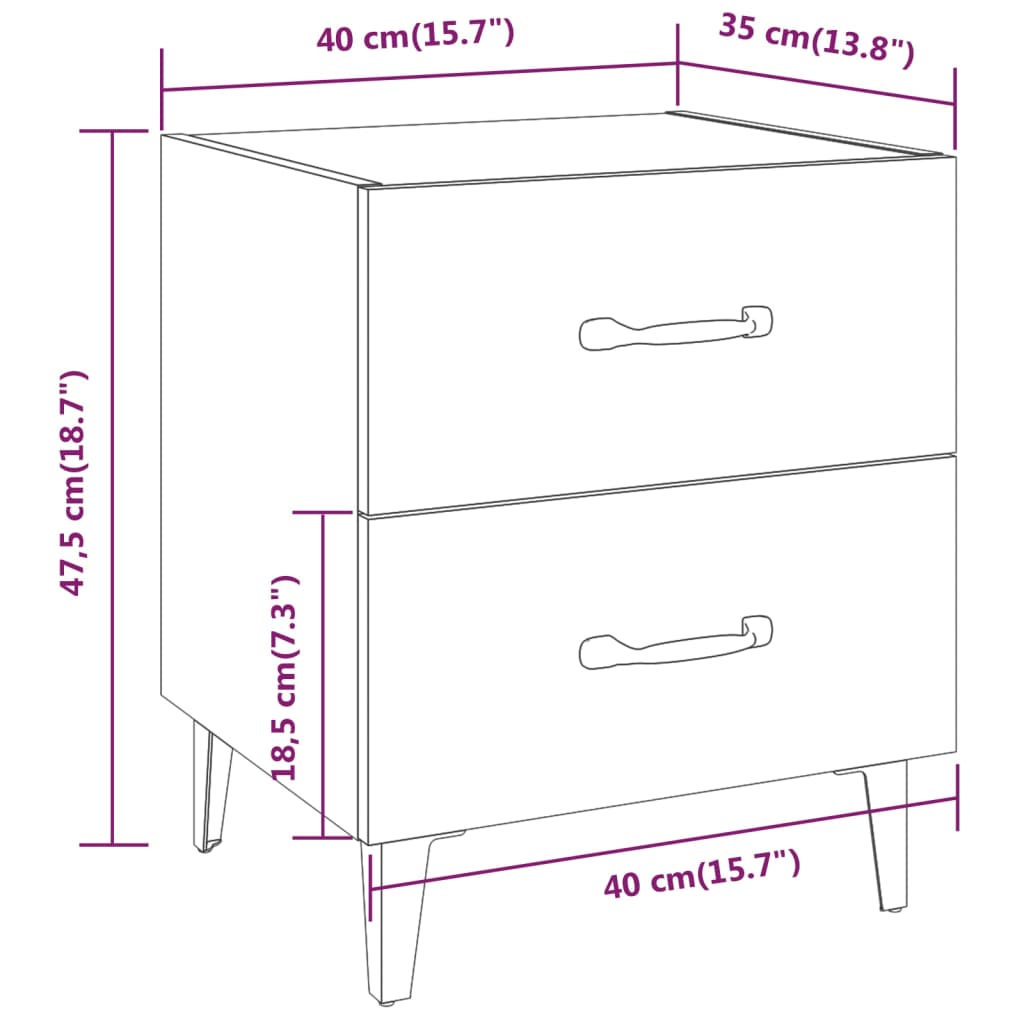 Bedside Cabinets 2 pcs Black 40x35x47.5 cm