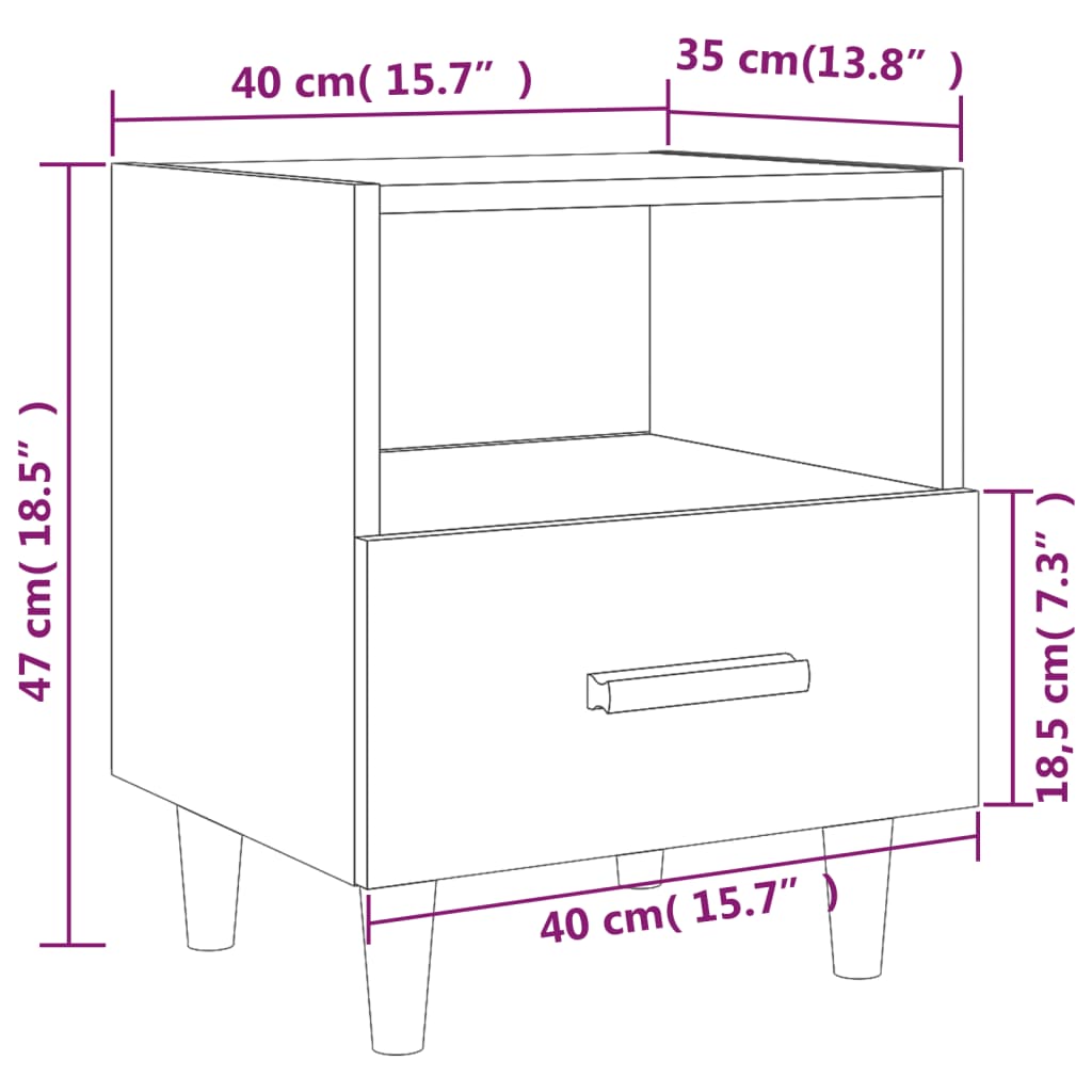 Bedside Cabinets 2 pcs Black 40x35x47 cm