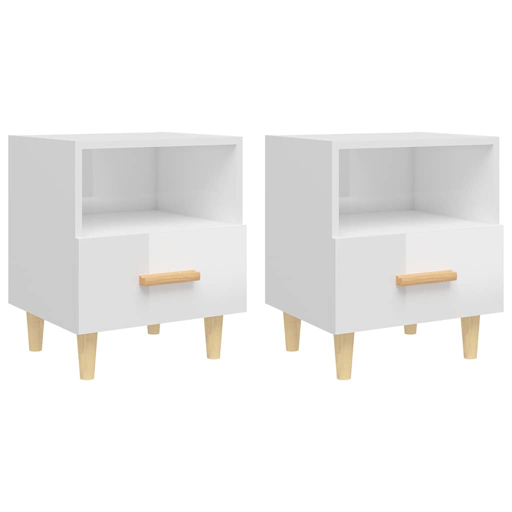 Bedside Cabinets 2 pcs High Gloss White 40x35x47 cm