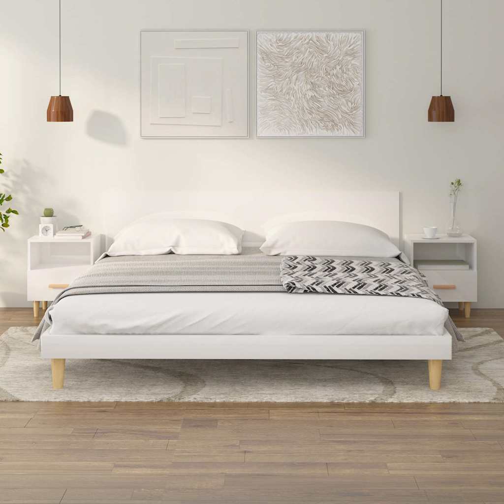 Bedside Cabinets 2 pcs High Gloss White 40x35x47 cm