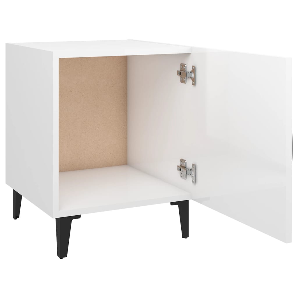 Bedside Cabinet High Gloss White Engineered Wood