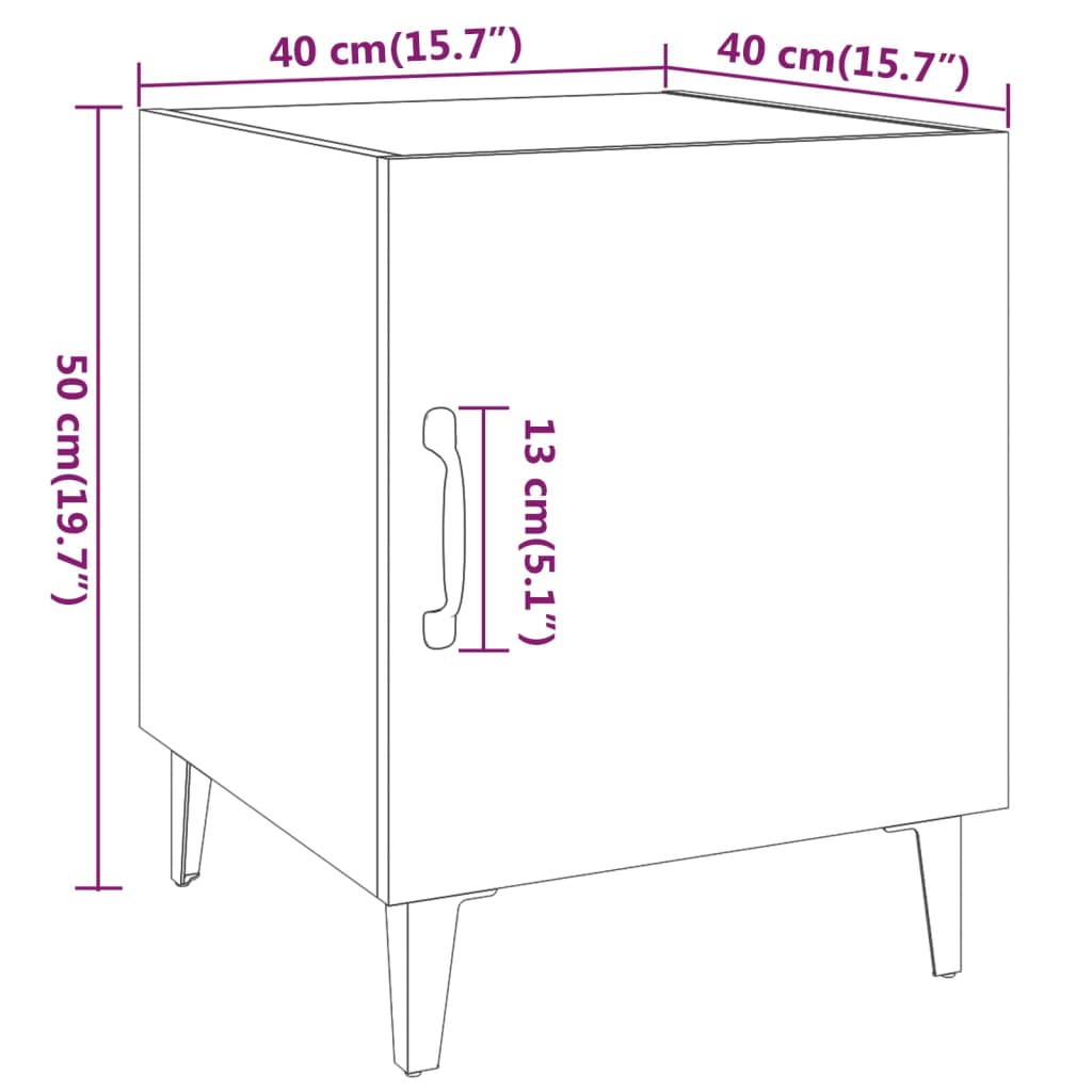 Bedside Cabinet High Gloss White Engineered Wood