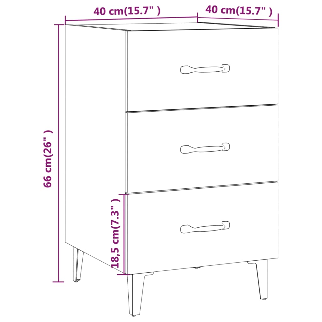 Bedside Cabinet Concrete Grey 40x40x66 cm Engineered Wood