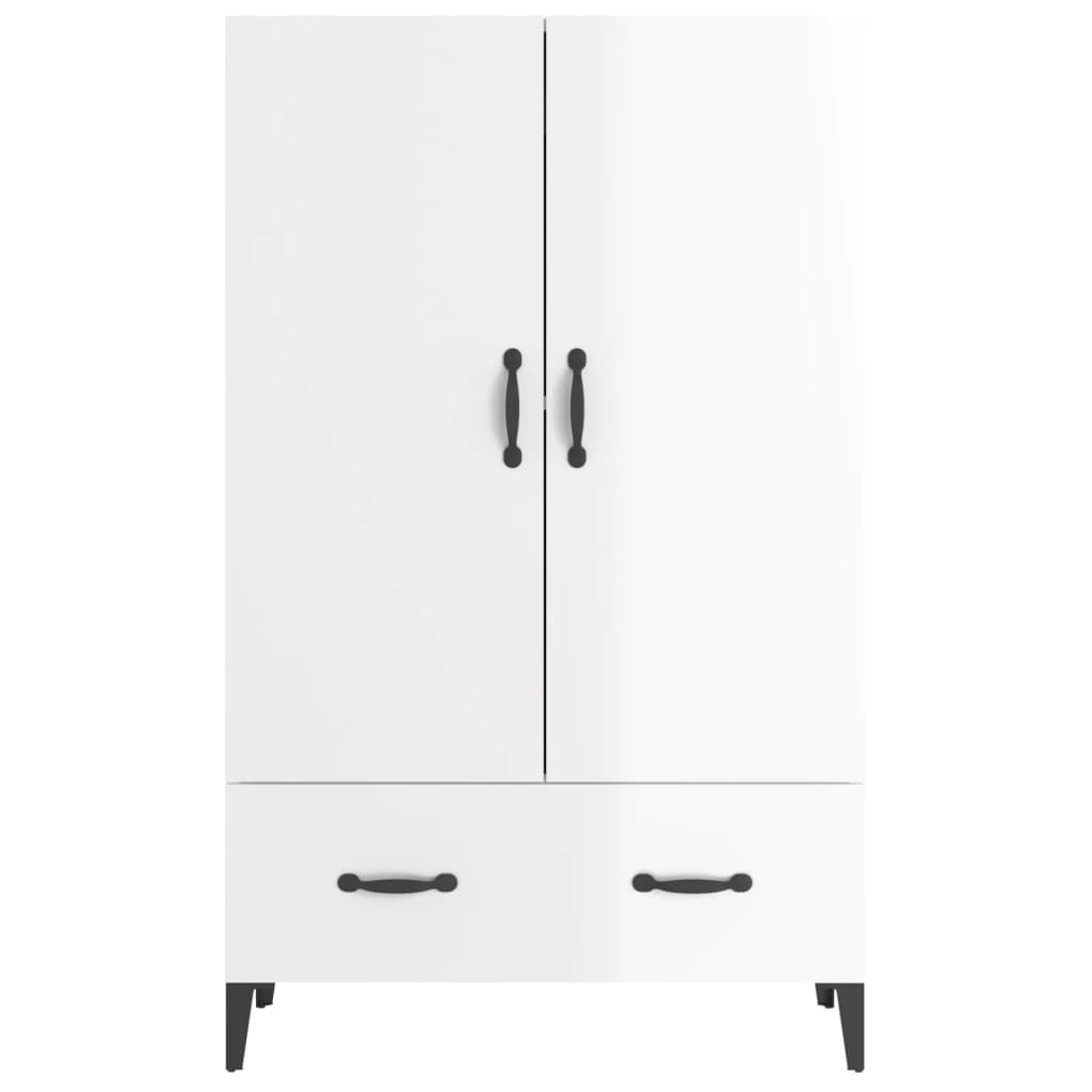 Highboard High Gloss White 70x31x115 cm Engineered Wood