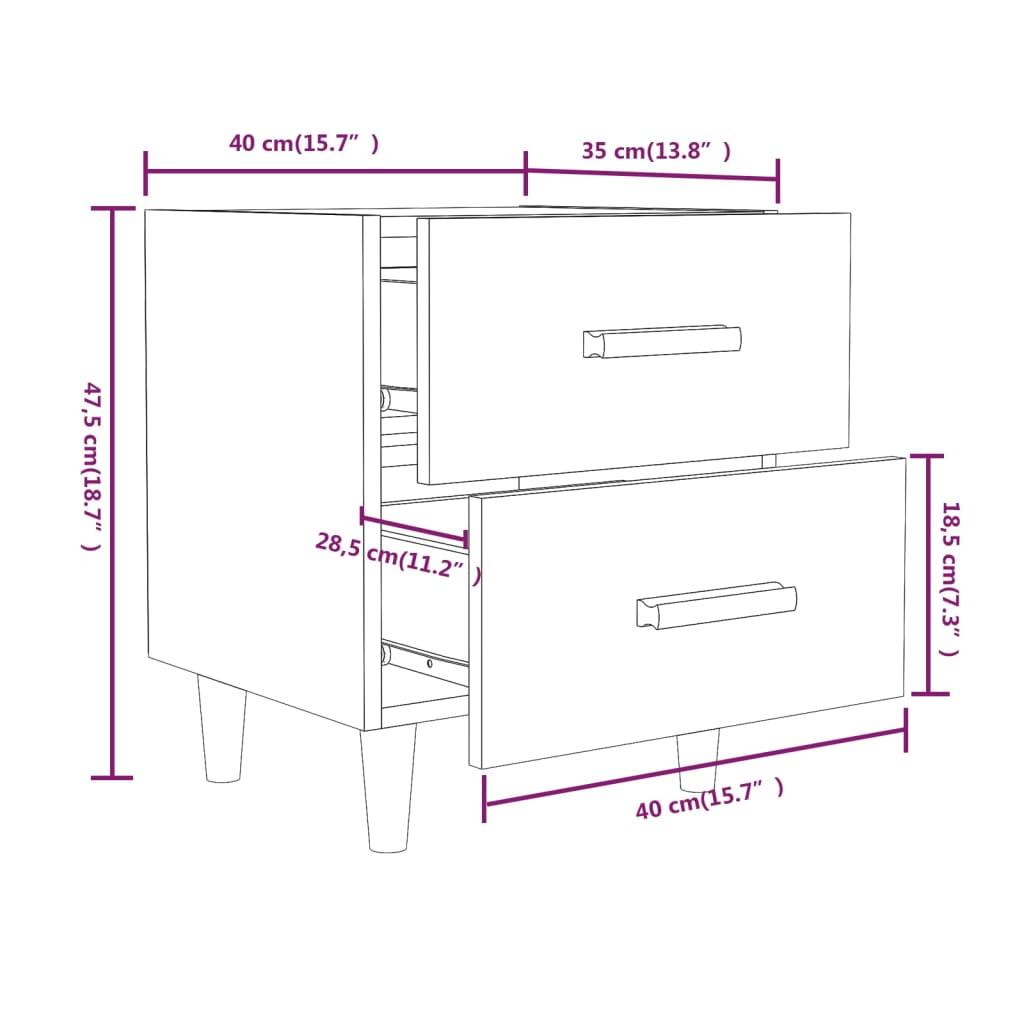 Bed Cabinet Brown Oak 40x35x47.5 cm