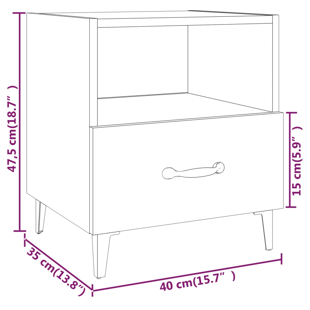 Bedside Cabinets 2 pcs Smoked Oak Engineered Wood