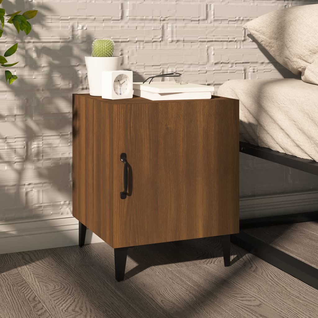 Bedside Cabinet Brown Oak Engineered Wood