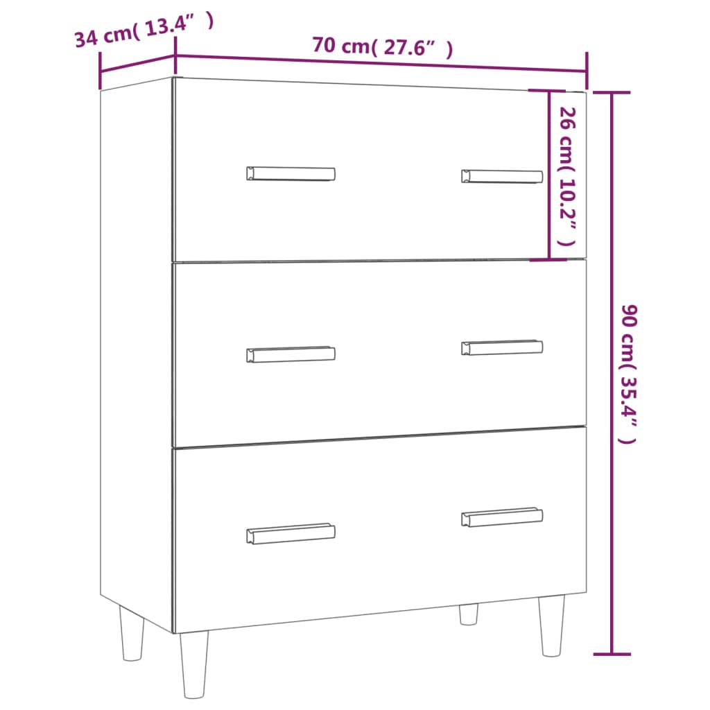 Sideboard Grey Sonoma 70x34x90 cm Engineered Wood