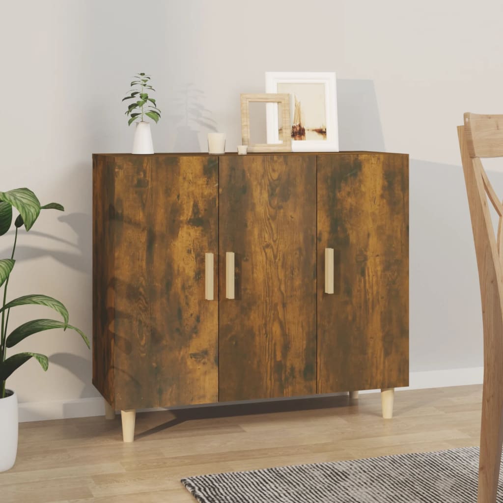 Sideboard Smoked Oak 90x34x80 cm Engineered Wood