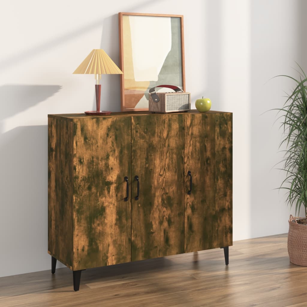 Sideboard Smoked Oak 90x34x80 cm Engineered Wood