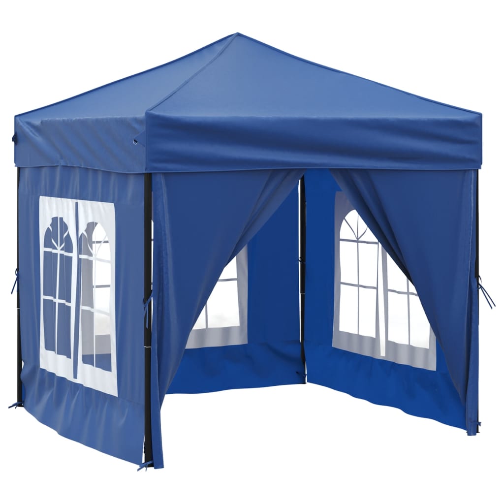 Folding Party Tent with Sidewalls Blue 2x2 m