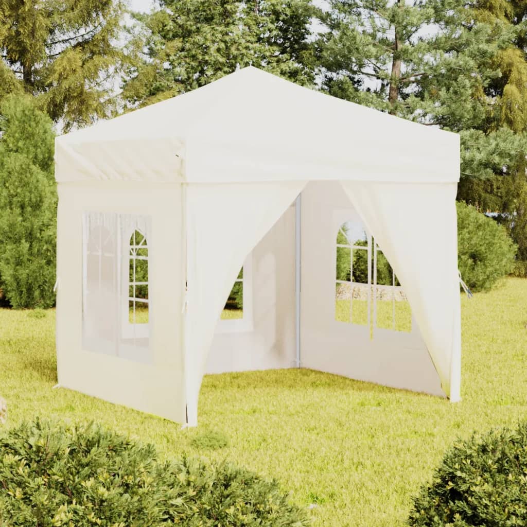 Folding Party Tent with Sidewalls Cream 2x2 m