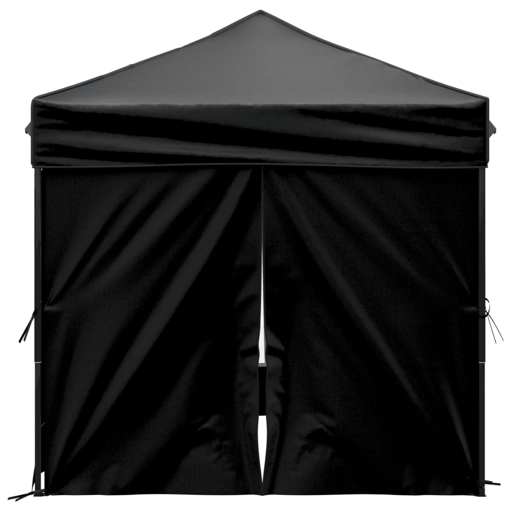 Folding Party Tent with Sidewalls Black 2x2 m