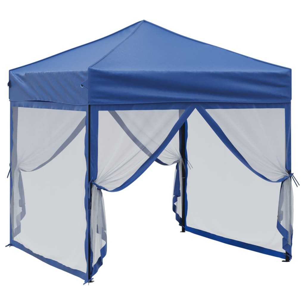 Folding Party Tent with Sidewalls Blue 2x2 m