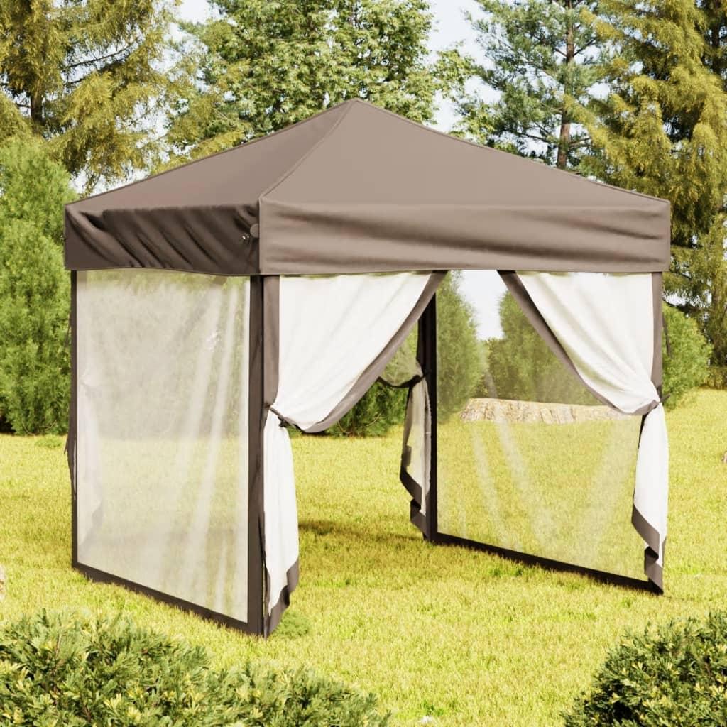 Folding Party Tent with Sidewalls Taupe 2x2 m