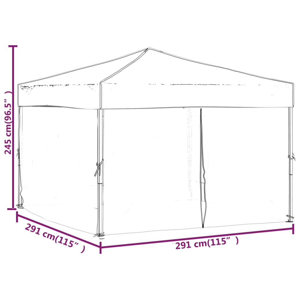 Folding Party Tent with Sidewalls Blue 3x3 m