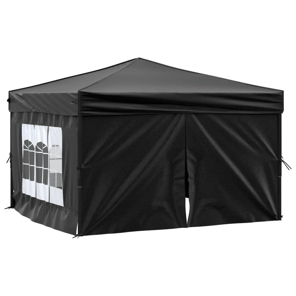 Folding Party Tent with Sidewalls Black 3x3 m