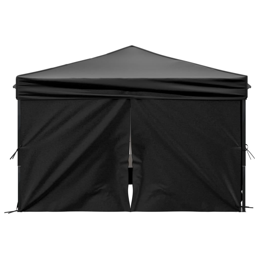 Folding Party Tent with Sidewalls Black 3x3 m