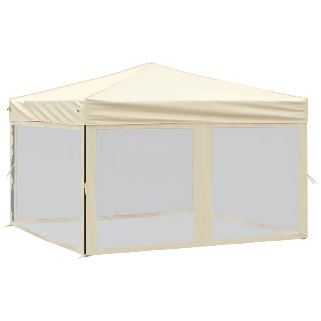 Folding Party Tent with Sidewalls Cream 3x3 m