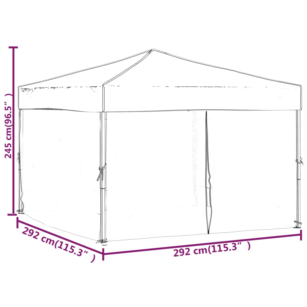 Folding Party Tent with Sidewalls Anthracite 3x3 m