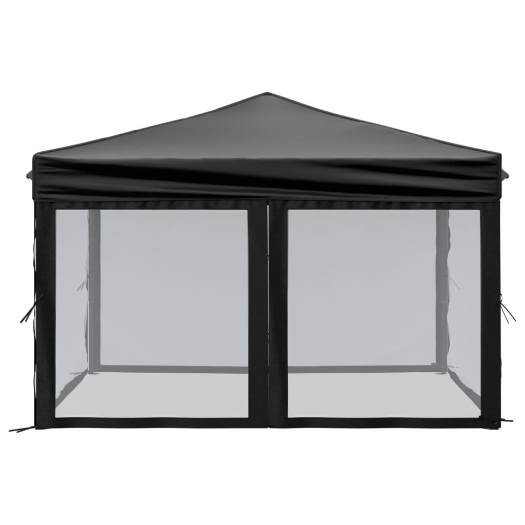 Folding Party Tent with Sidewalls Black 3x3 m