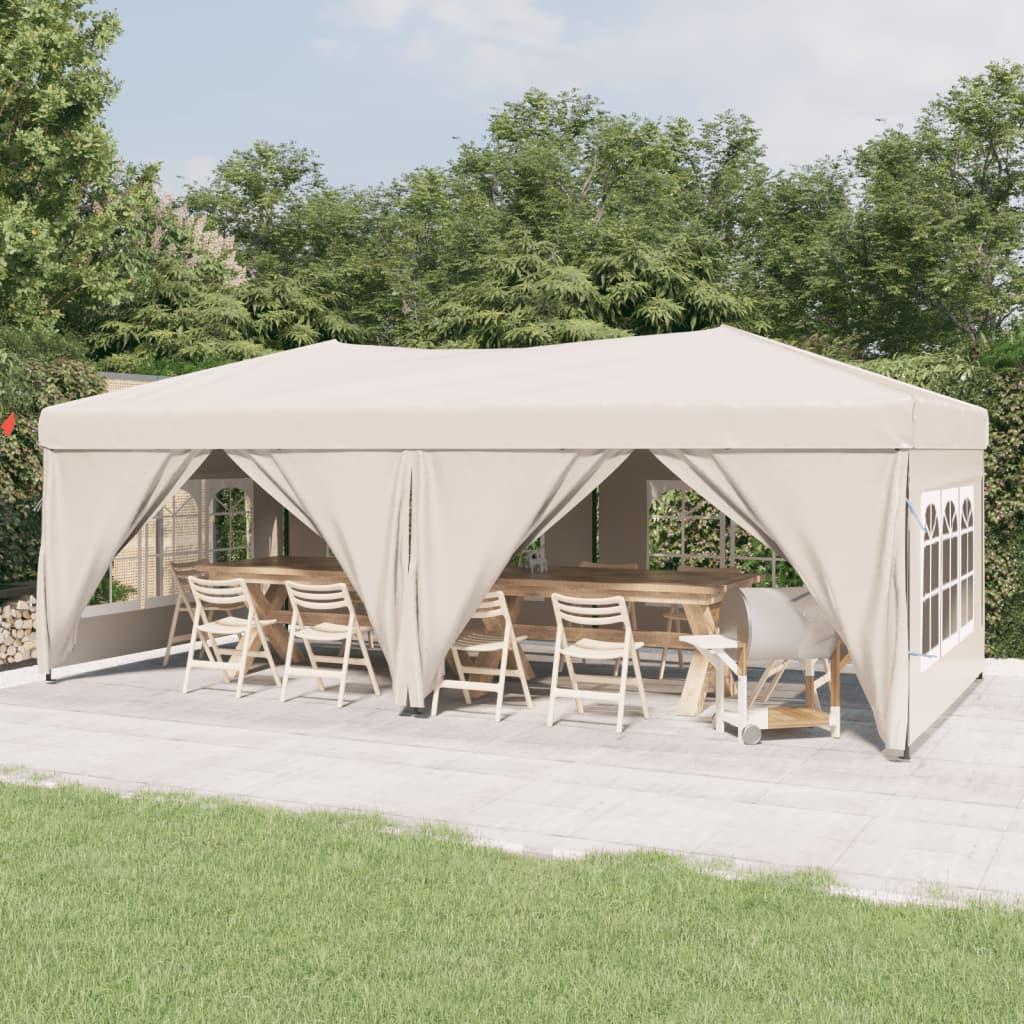 Folding Party Tent with Sidewalls Cream 3x6 m