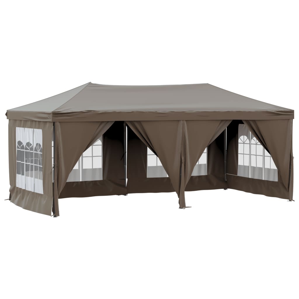 Folding Party Tent with Sidewalls Taupe 3x6 m