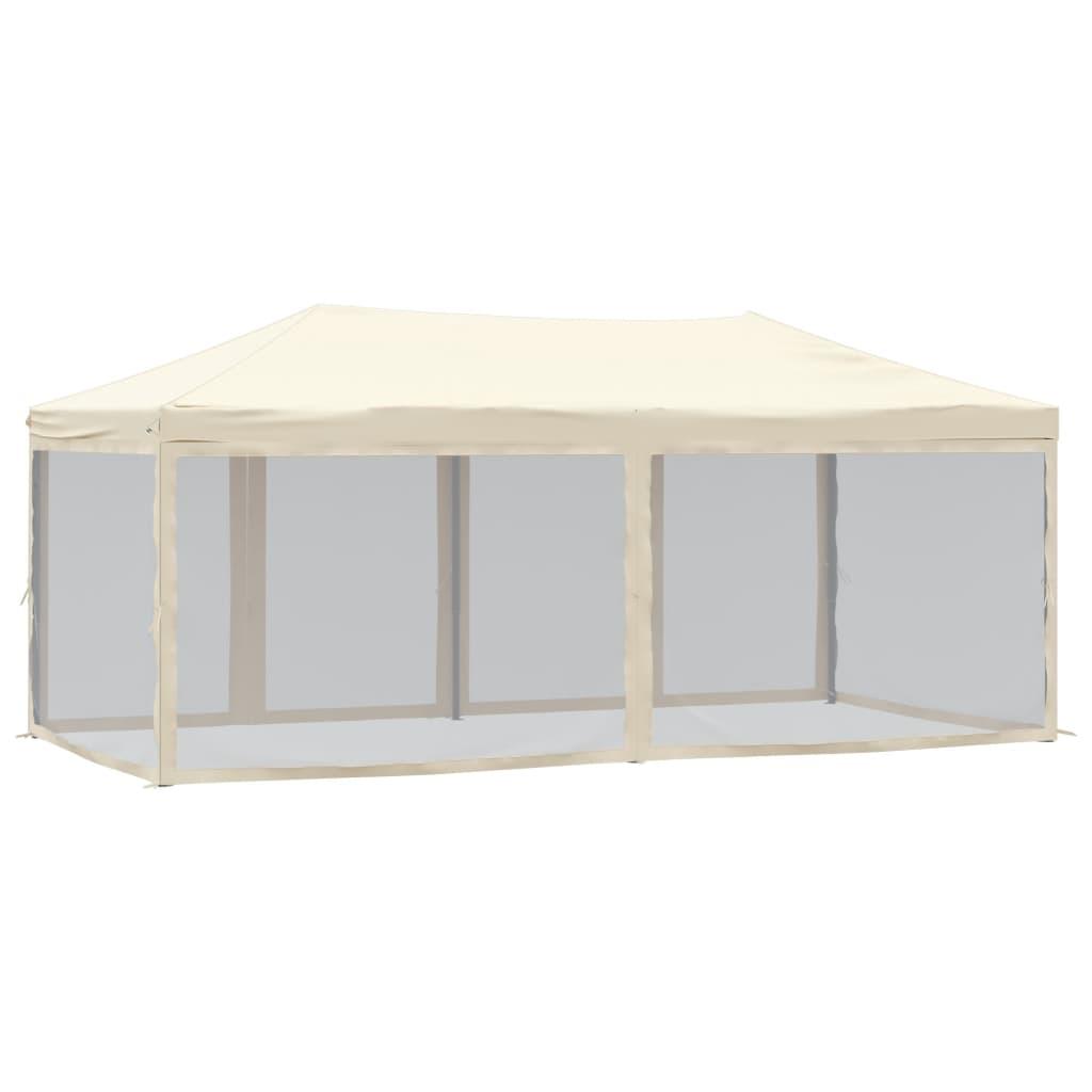 Folding Party Tent with Sidewalls Cream 3x6 m