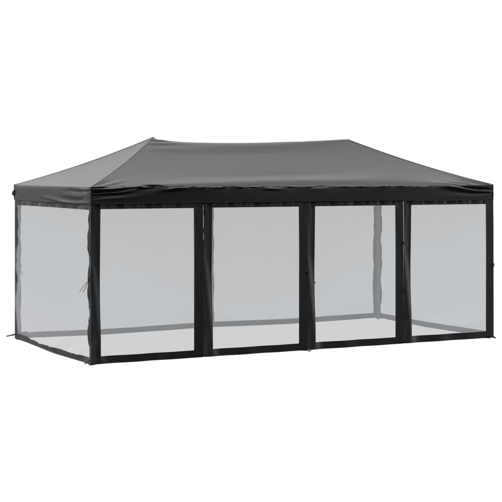 Folding Party Tent with Sidewalls Black 3x6 m