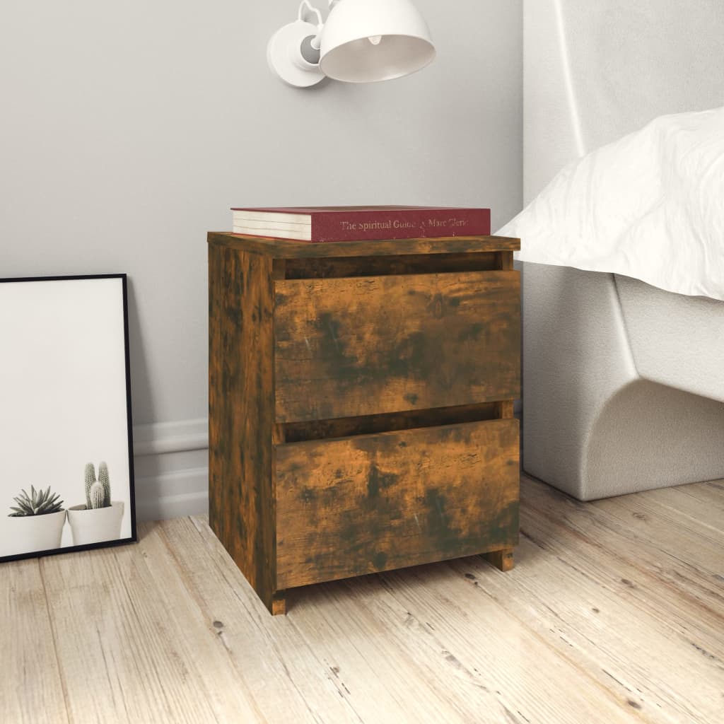 Bedside Cabinets 2 pcs Smoked Oak 30x30x40 cm Engineered Wood