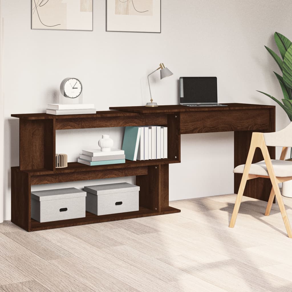 Corner Desk Brown Oak 200x50x76 cm Engineered Wood