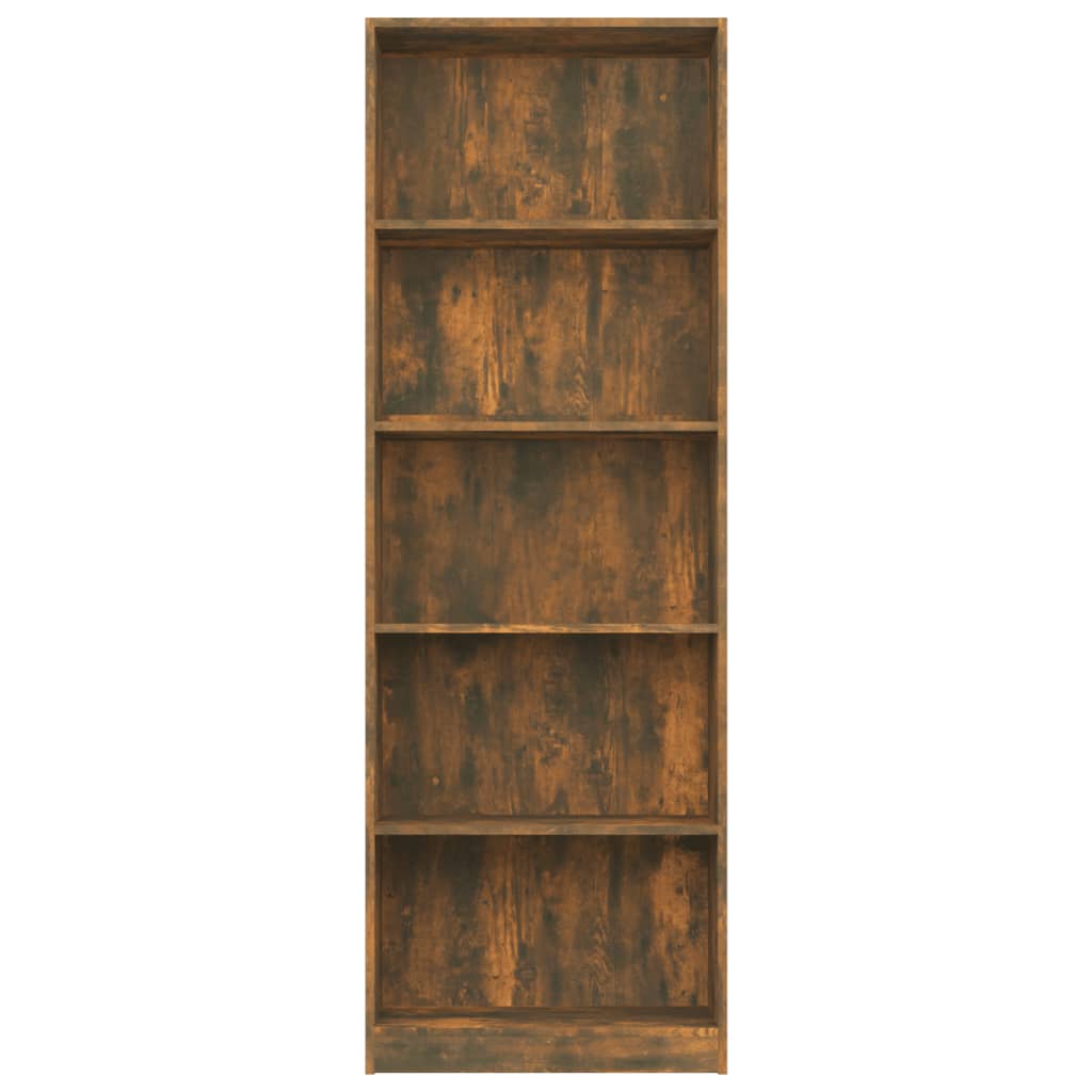 5-Tier Book Cabinet Smoked Oak 60x24x175 cm Engineered Wood