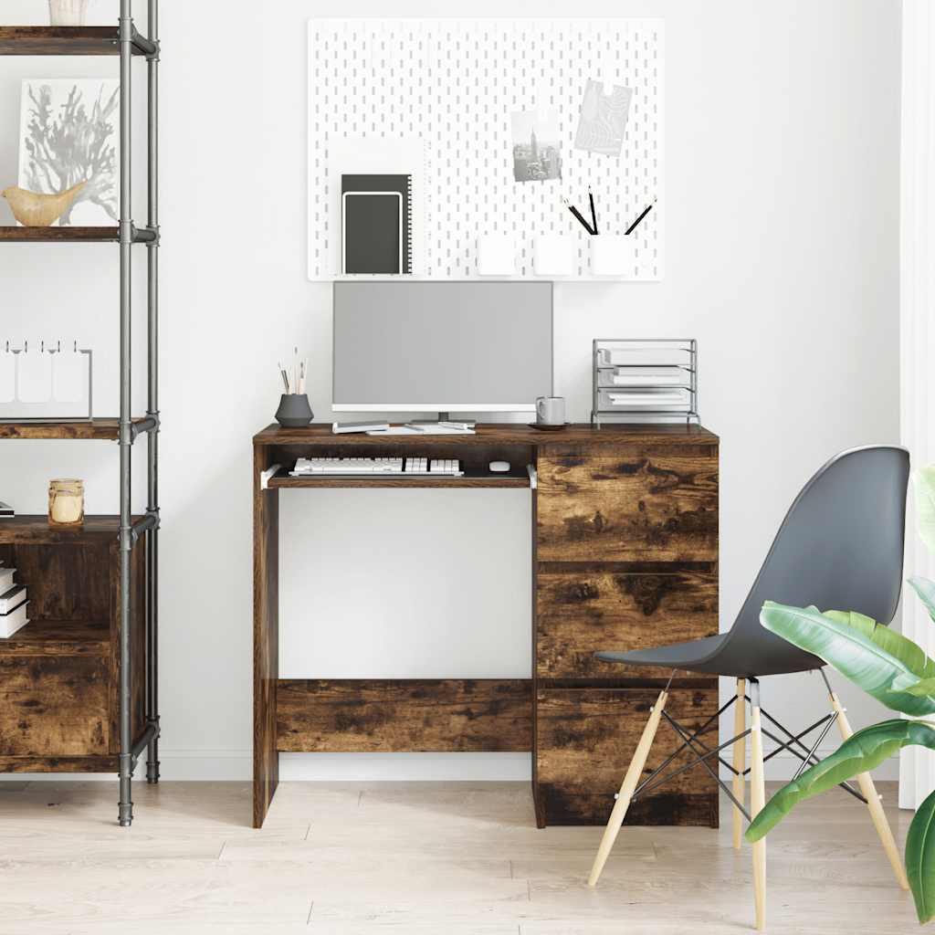 Desk Smoked Oak 90x45x76 cm Engineered Wood